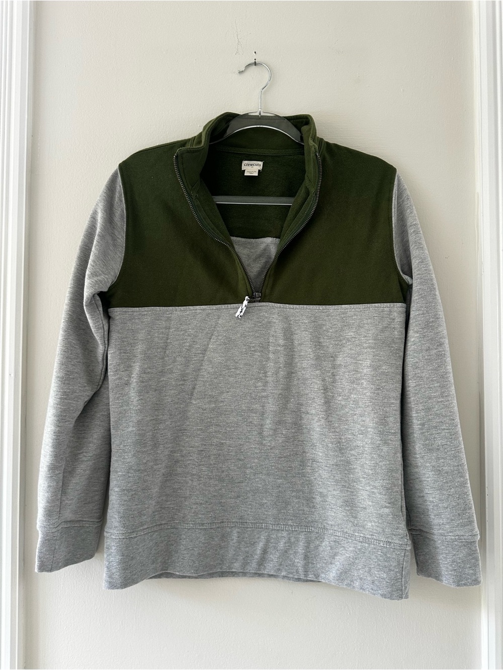 J Crew Crewcuts Olive and Heather Gray Half-Zip Sweatshirt
